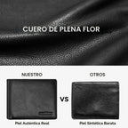Cartera RUNBOX para Hombre de Cuero con Bloqueo RFID Bifold para Bolsillo Frontal