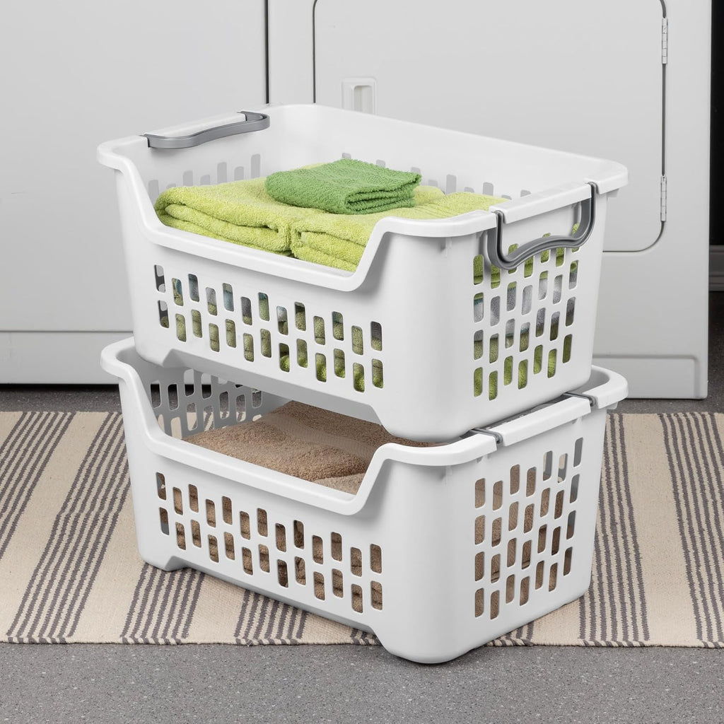 Sterilite Cesta apilable para ropa sucia, cesta de ropa de plástico