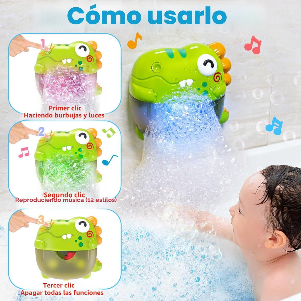 Light Up Dinosaur Bath Toys para Kids Ages 3-5 4-8, Bath Bubble Machine