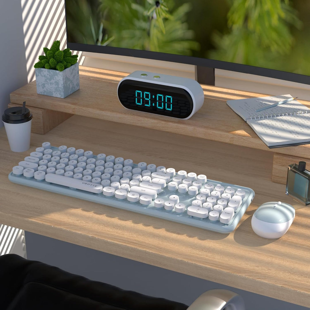 UBOTIE Teclado inalámbrico colorido para computadora y mouse óptico...