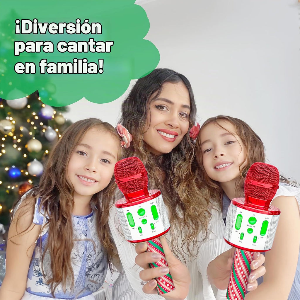 Move2Play, Micrófono de Karaoke de Navidad | Incluye canciones precargadas y Bluetooth | Juguete para niños de todas las edades 2, 3, 4, 5, 6+ años | Niñas, niños y bebés | Regalo para Calza de Santa