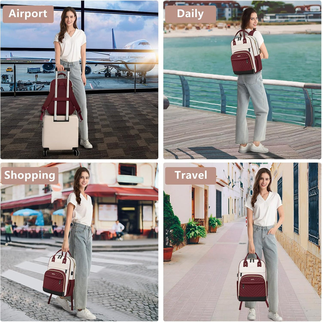 bagswan Mochila para laptop para mujer, 61-vino tinto, 15,6 pulg.,...
