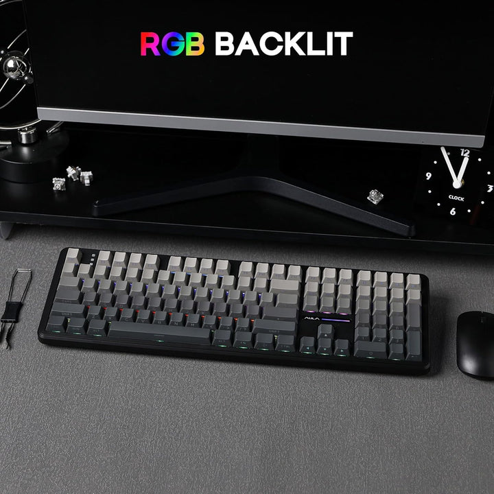 EPOMAKER Aula F108 - Teclado inalámbrico para juegos, teclado mecán...