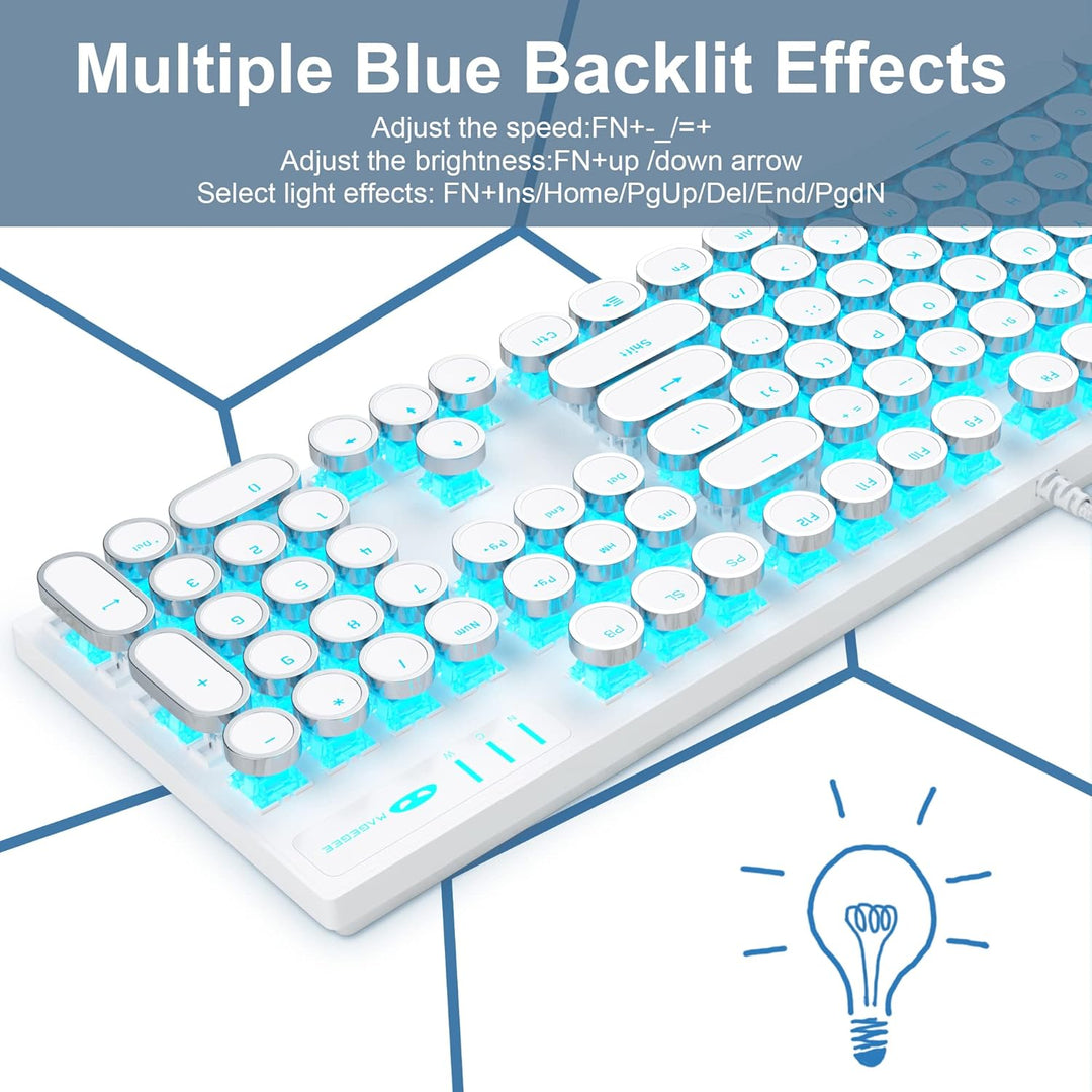 Camiysn Teclado Mecánico para Juegos Estilo Máquina de Escribir, Te...