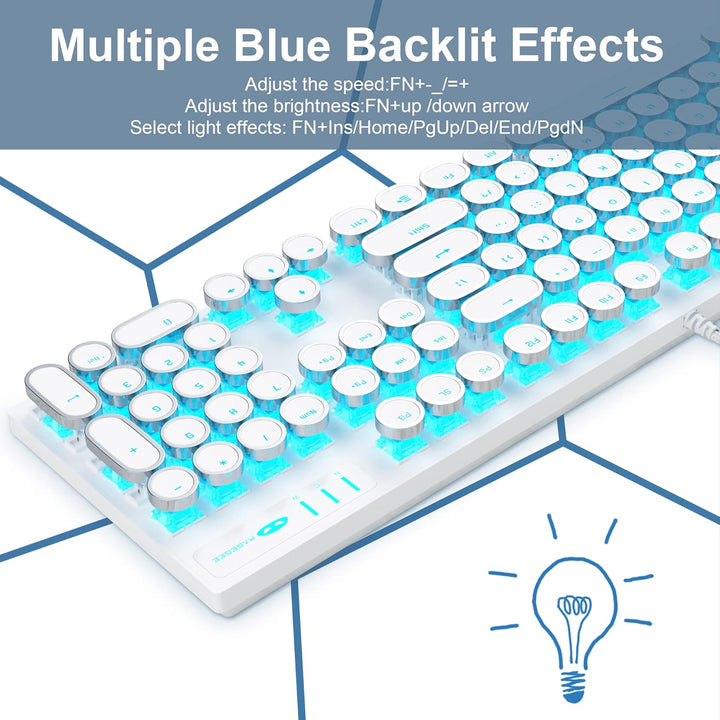 Camiysn Teclado Mecánico para Juegos Estilo Máquina de Escribir, Te...