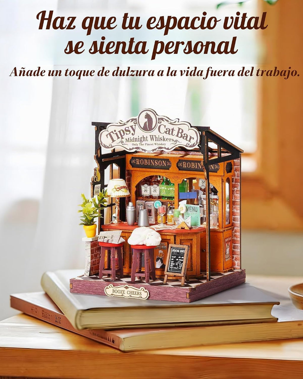 Rolife Tipsy Cat Bar DIY Kit de casa en miniatura para adultos