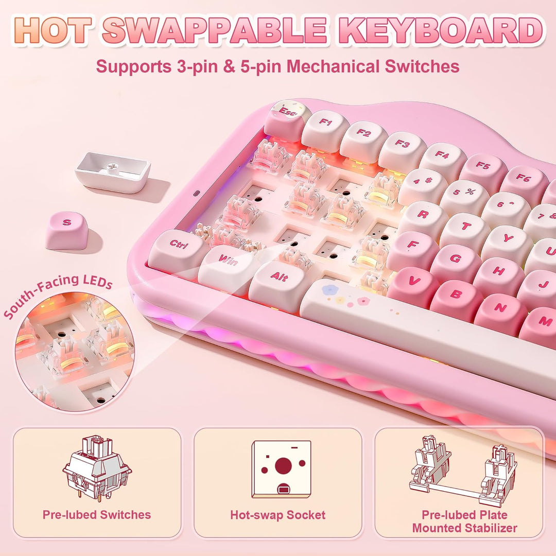 YUNZII Teclado mecánico inalámbrico C75, diseño del 75%, NKRO inter...