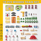 Juego de trenes de madera de 78 piezas para niños pequeños - Kits de vías