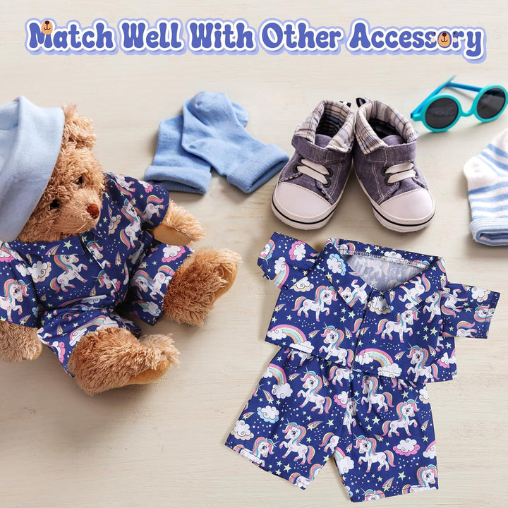 Litherr S 2 juegos de pijamas de oso de peluche azul y