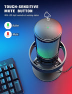 FIFINE AmpliGame A8 Micrófono de condensador USB para juegos con control