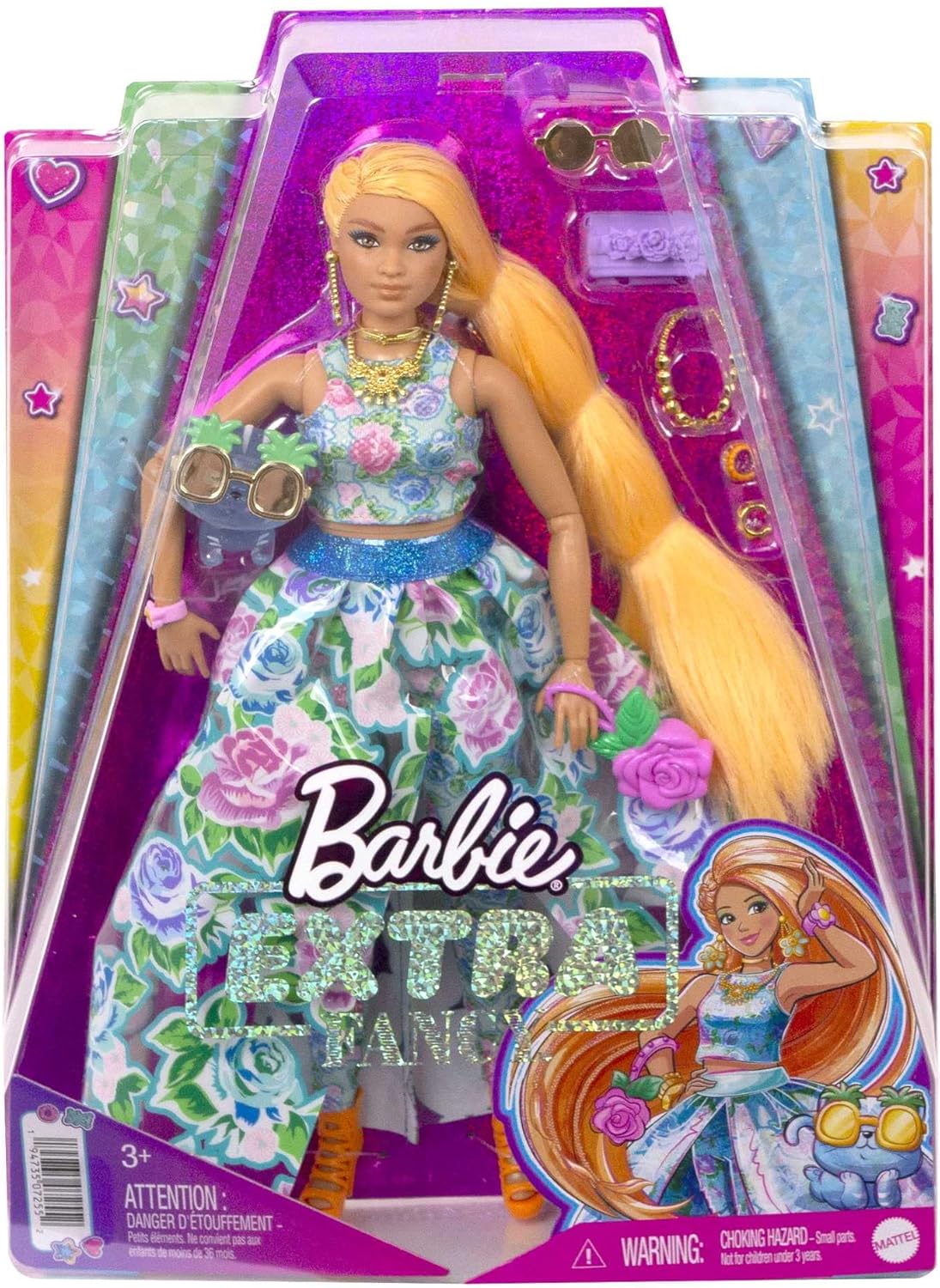 Barbie Muñeca de moda extra elegante y accesorios con forma curvilí...