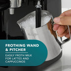 Mr. Coffee máquina al vapor de 4 tazas para preparar café expreso, capuchino y café con leche con jarra de espuma de acero inoxidable