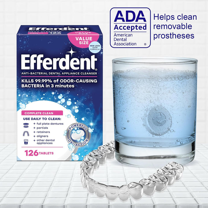 Efferdent - Tabletas de limpieza dental, completamente limpio, 102...