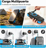 Banco de energía solar de 49800 mAh con manivela y 4 cables, cargad...