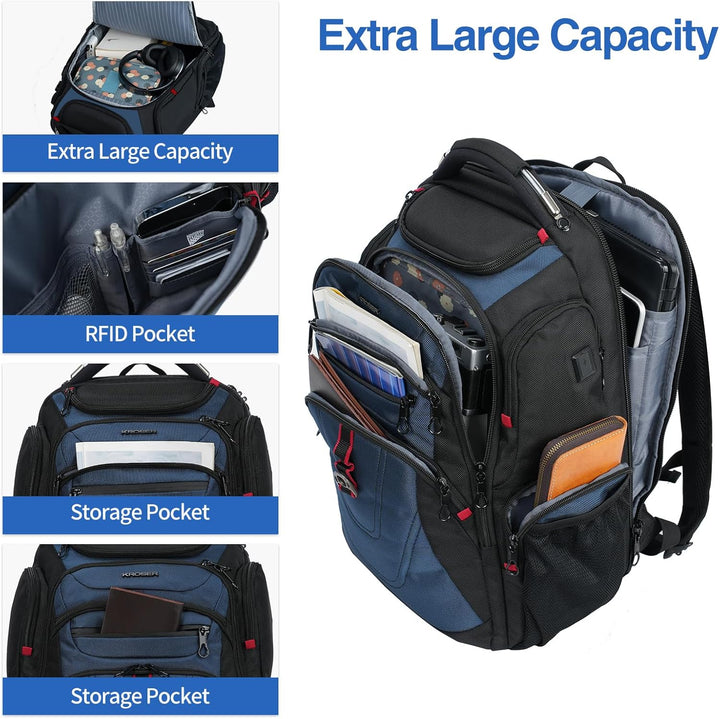 KROSER Friendly Mochila de viaje para laptop de 17.3 pulgadas, XXXL...