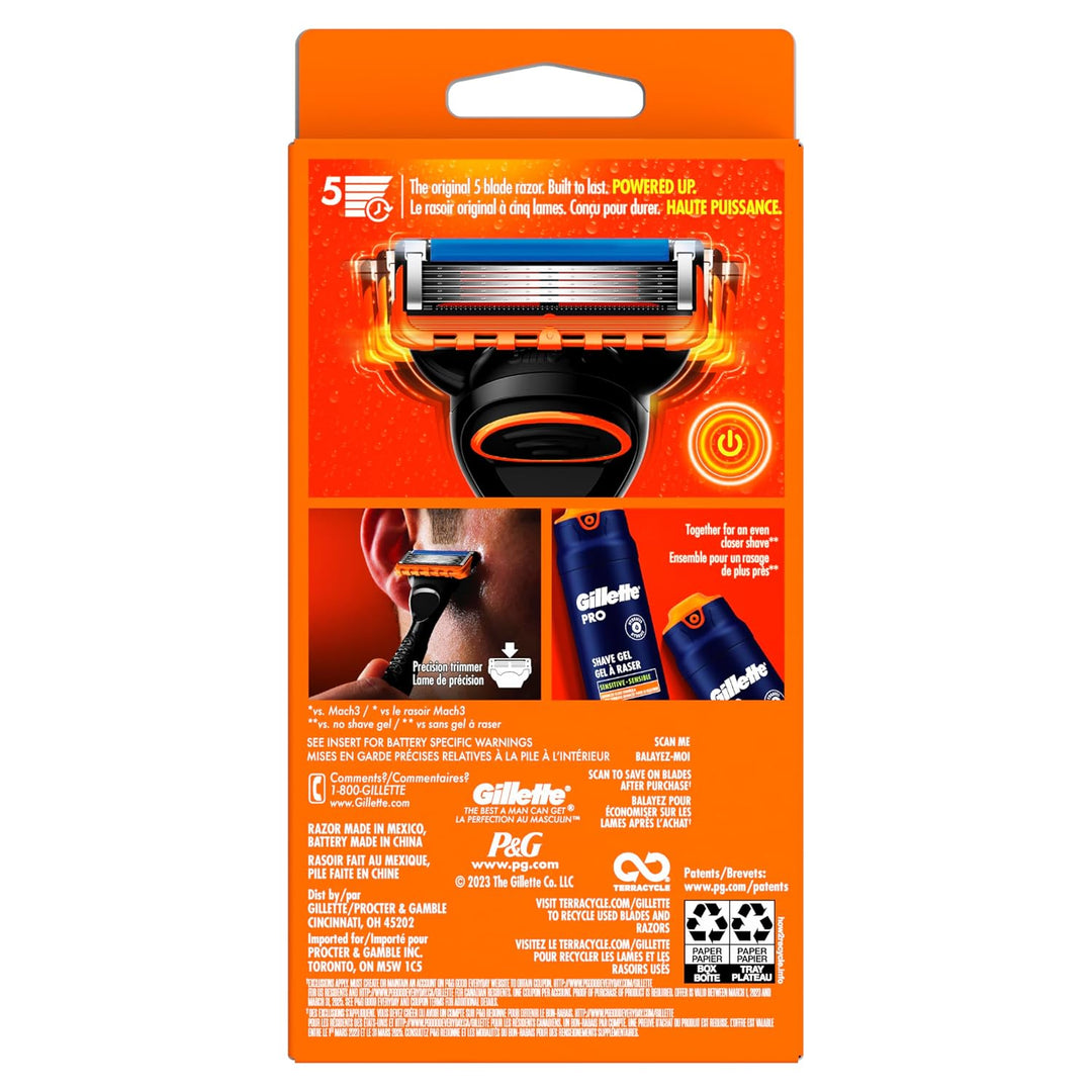 Gillette Fusion5 Power Razor para hombres, 1 mango de maquinilla de...