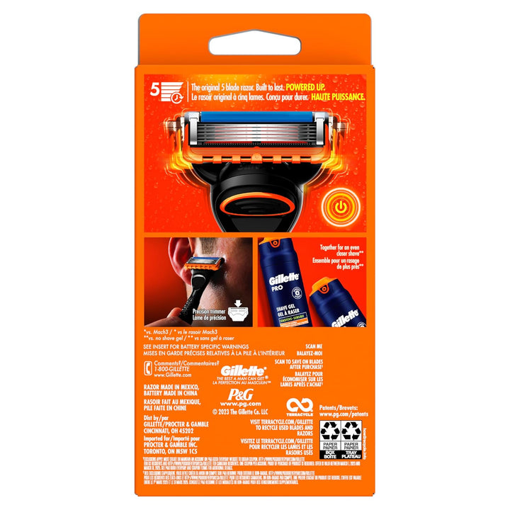 Gillette Fusion5 Power Razor para hombres, 1 mango de maquinilla de...