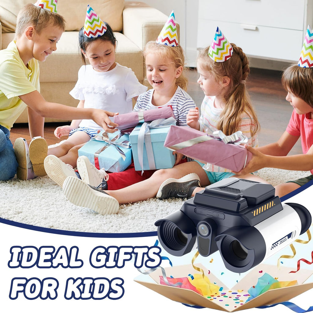 Binoculares para niños con visión nocturna, pantalla HD de 2.4 pulgadas y zoom de 10X para fotos y videos, binoculares de aventura al aire libre, observación de aves, campamento, senderismo