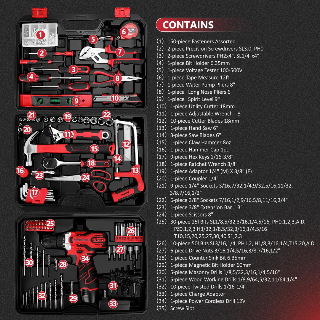 KingTool Juego de herramientas de 276 piezas u2013 Kit de he