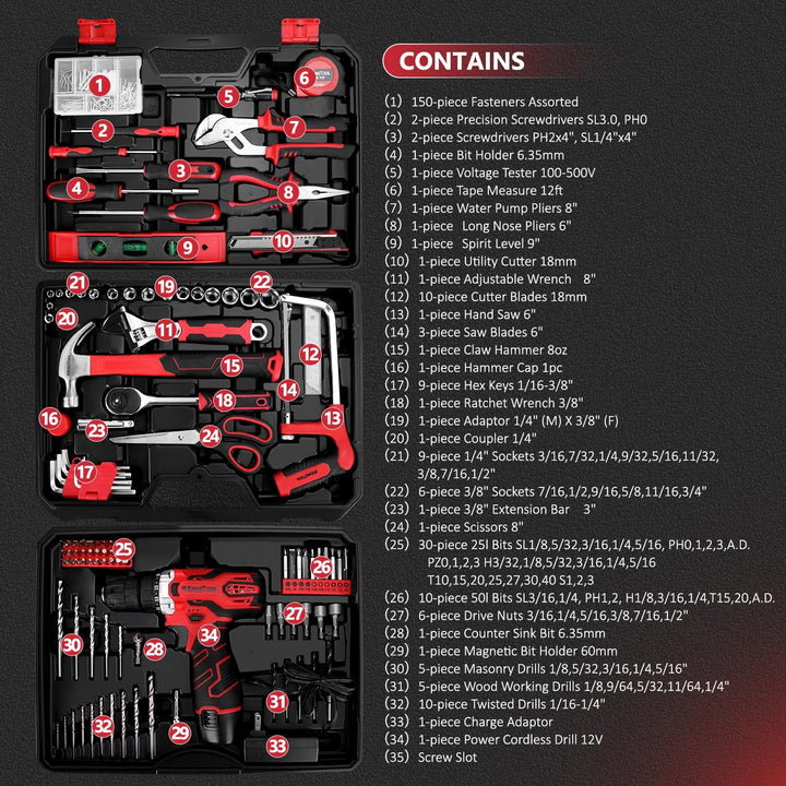 KingTool Juego de herramientas de 276 piezas u2013 Kit de he
