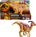 Mattel Jurassic World - Figura de acción de dinosaurio Wild Roar, parasaurolophus con columna vertebral brillante revelan luces y sonido, juguete posable con juego digital
