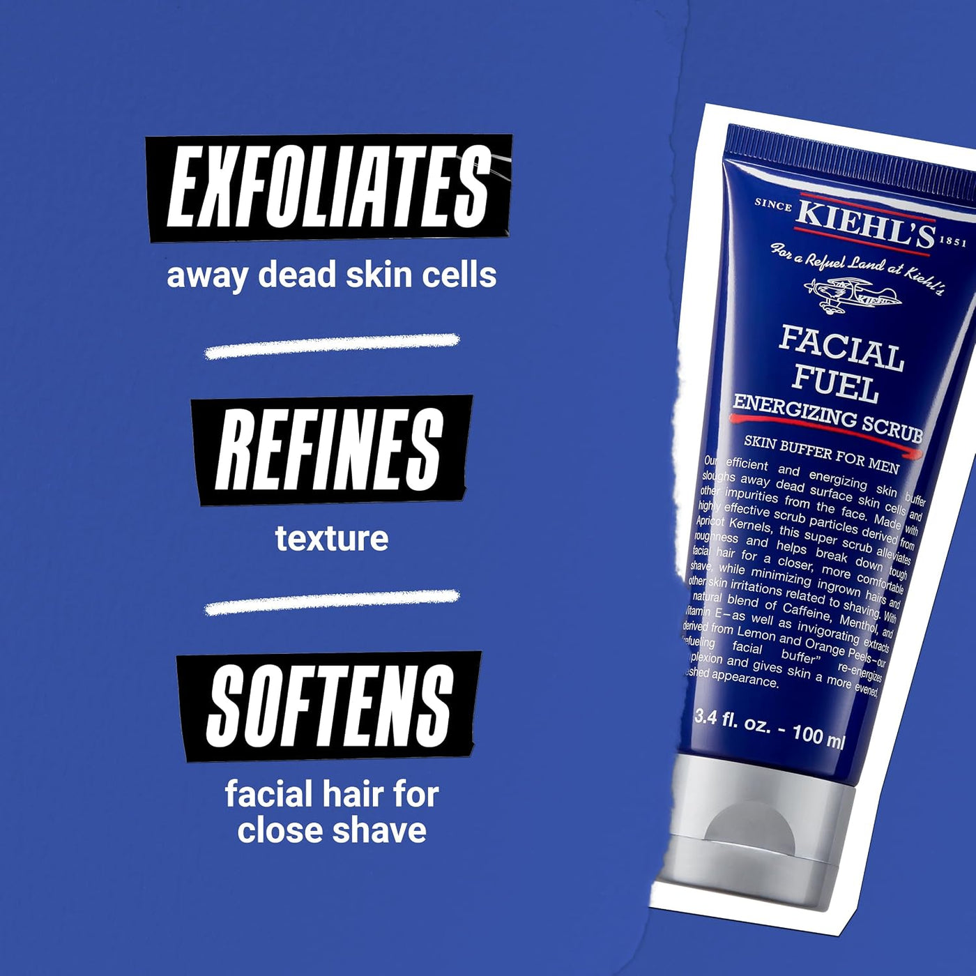 Kiehl's Exfoliante facial de combustible facial, limpiador faci...