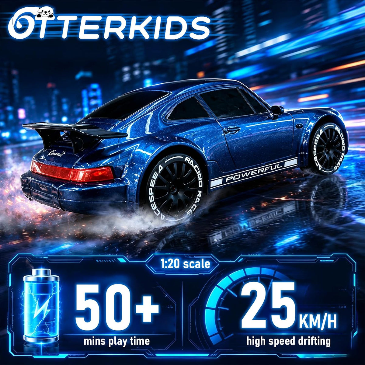 Auto de drifting RC a escala 1:20, 2.4GHz 4WD 360° Punto fijo de drift para niños