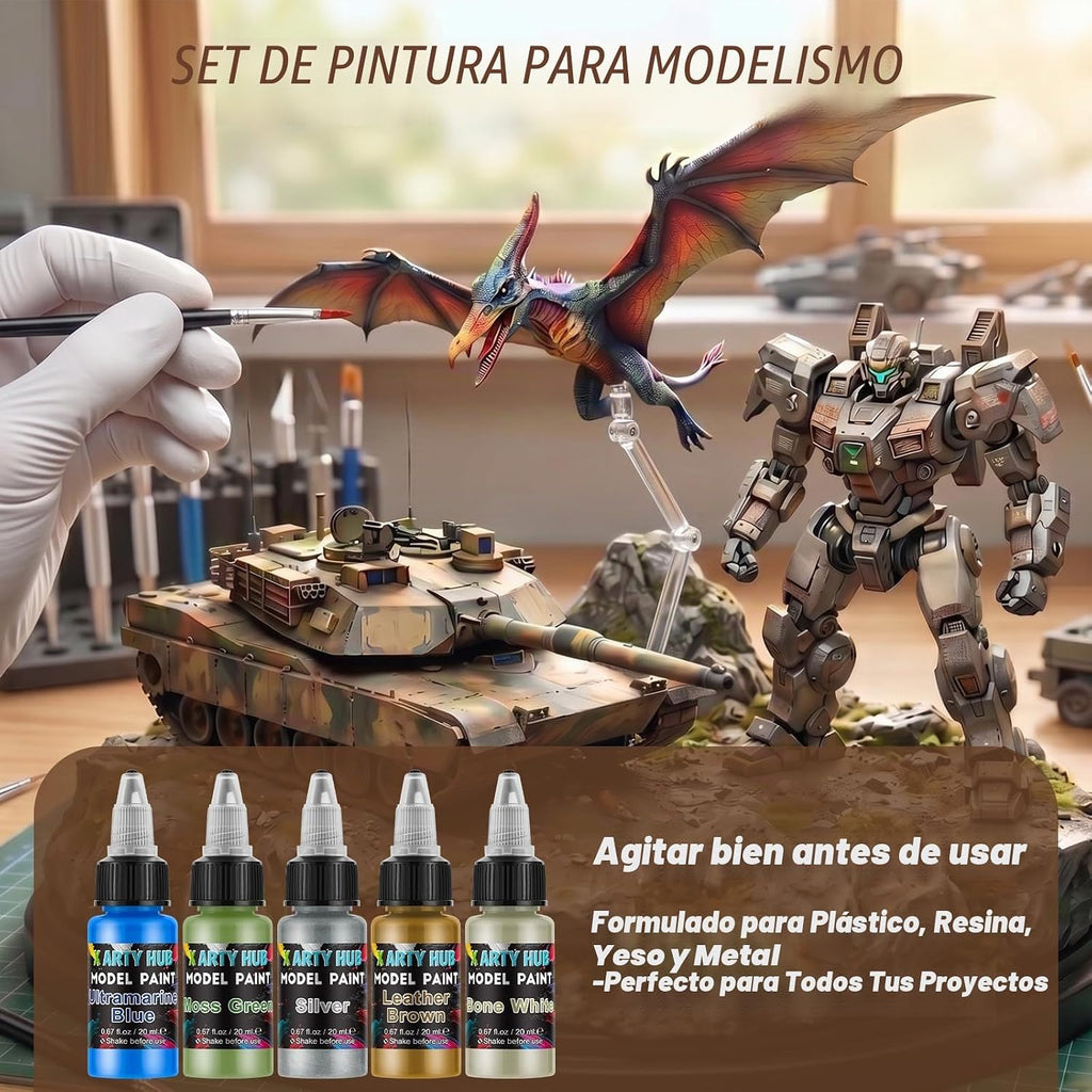 Juego de pintura modelo, kit de pintura en miniatura de 34