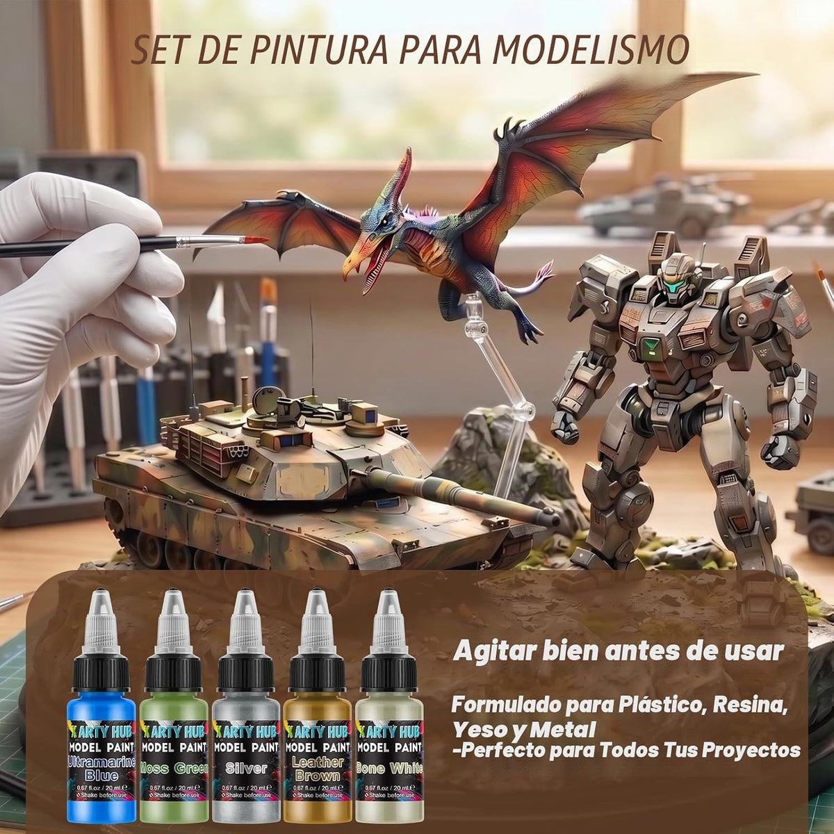 Juego de pintura modelo, kit de pintura en miniatura de 34