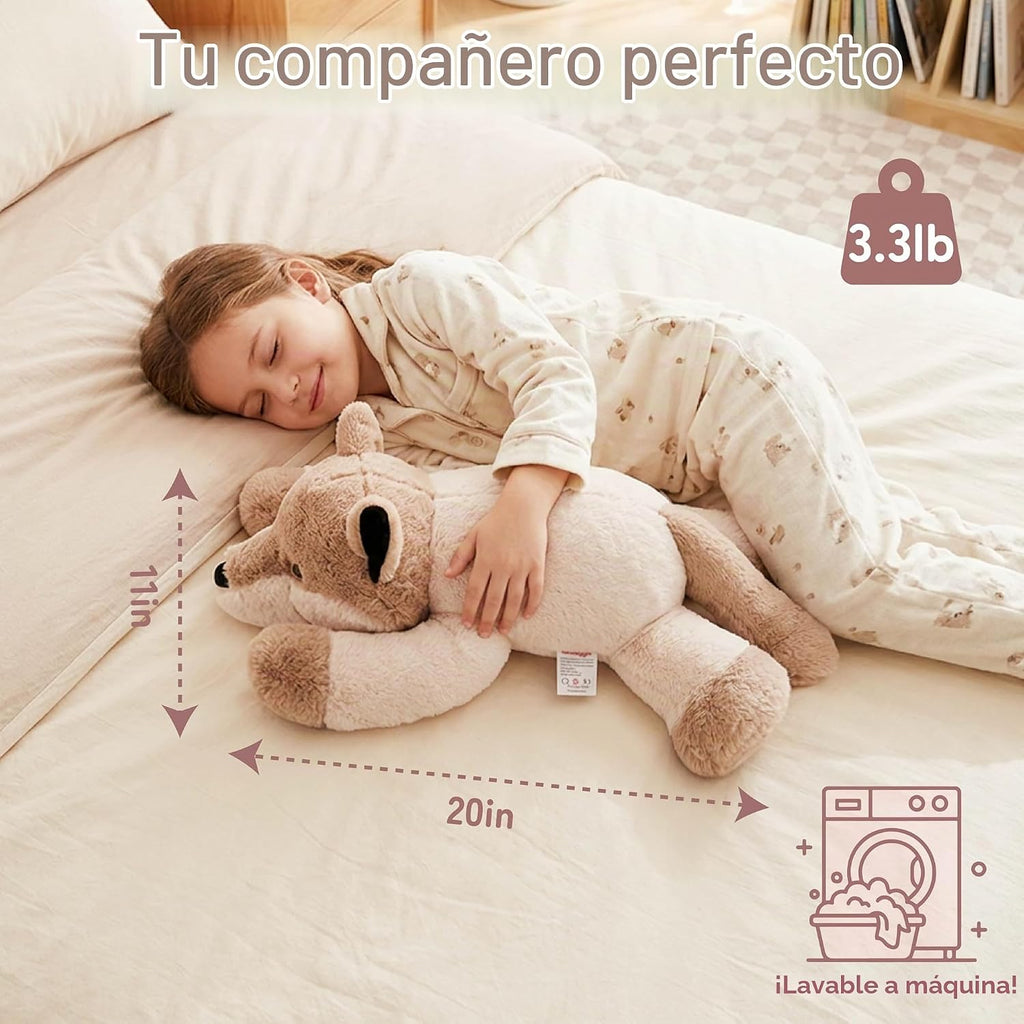 Niuniu Daddy Peluche con peso de lobo, almohada de felpa para niños y