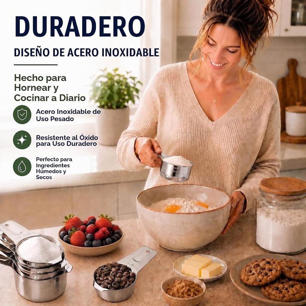 AIKEXIN Juego de tazas y cucharas medidoras de acero inoxidable
