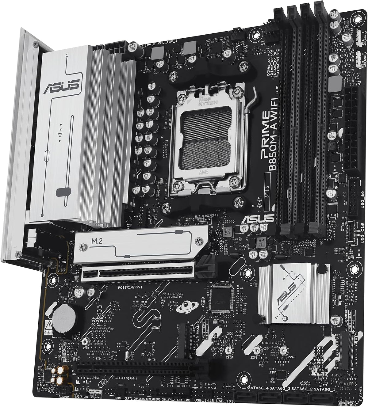 ASUS Prime B850M-A WiFi-CSM AMD AM5 B850 mATX Placa Madre, DDR5, PC...