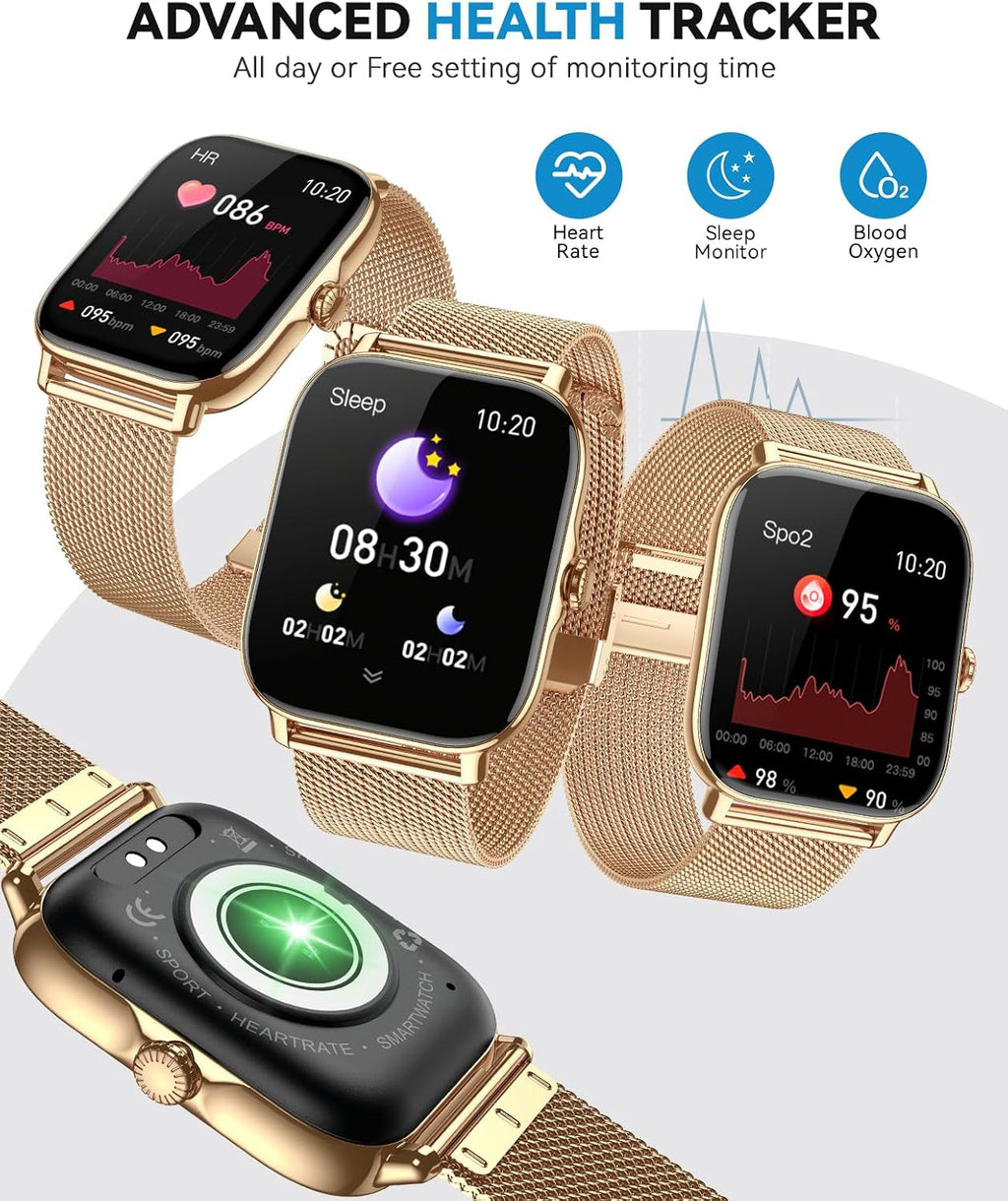 Reloj inteligente para mujeres y hombres, responde/hacer llamadas, IP68 impermeable rastreador de actividad física con monitor de sueño, reloj inteligente compatible con Android iPhone (funda