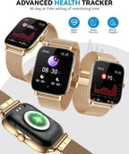 Reloj inteligente para mujeres y hombres, responde/hacer llamadas, IP68 impermeable rastreador de actividad física con monitor de sueño, reloj inteligente compatible con Android iPhone (funda