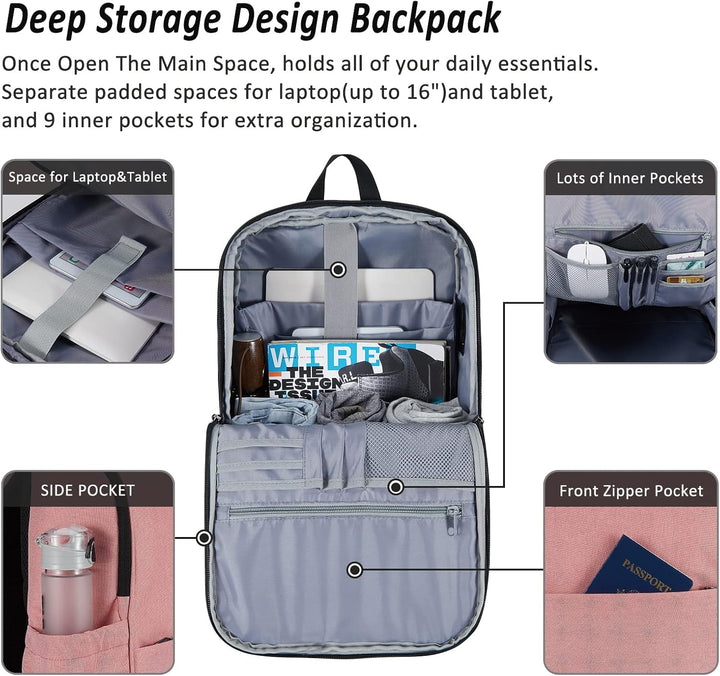 MAXTOP Mochila para portátil de almacenamiento profundo con puerto...