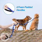 Correa doble para perros, sin enredos, doble correa, correa reflectante para entrenamiento y paseo, 4 asas acolchadas cómodas para 2 perros con tazón plegable y bolsas de desecho (Azul