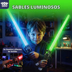 TOY Life Sable iluminado – Paquete de 3 sables de iluminación, espada de sable de luz extensible y plegable, juego de juguetes de sable con sonido FX sensible al movimiento, juguete de espada