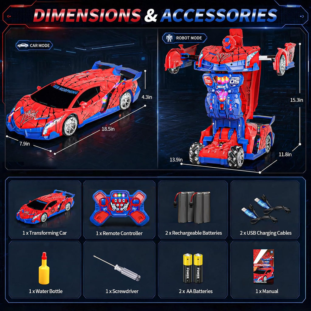 Coche RC Transformador Spider 1:10, 2.4GHz Detección por Gesto Control Remoto