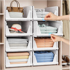 Paquete de 5 Cestas Apilables para Almacenamiento en Closet - Contenedores de Almacenamiento Apilables