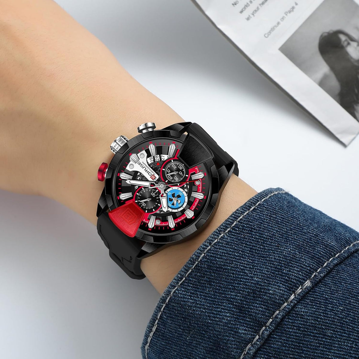 Relojes deportivos para hombre, reloj de gran esfera militar con correa de silicona