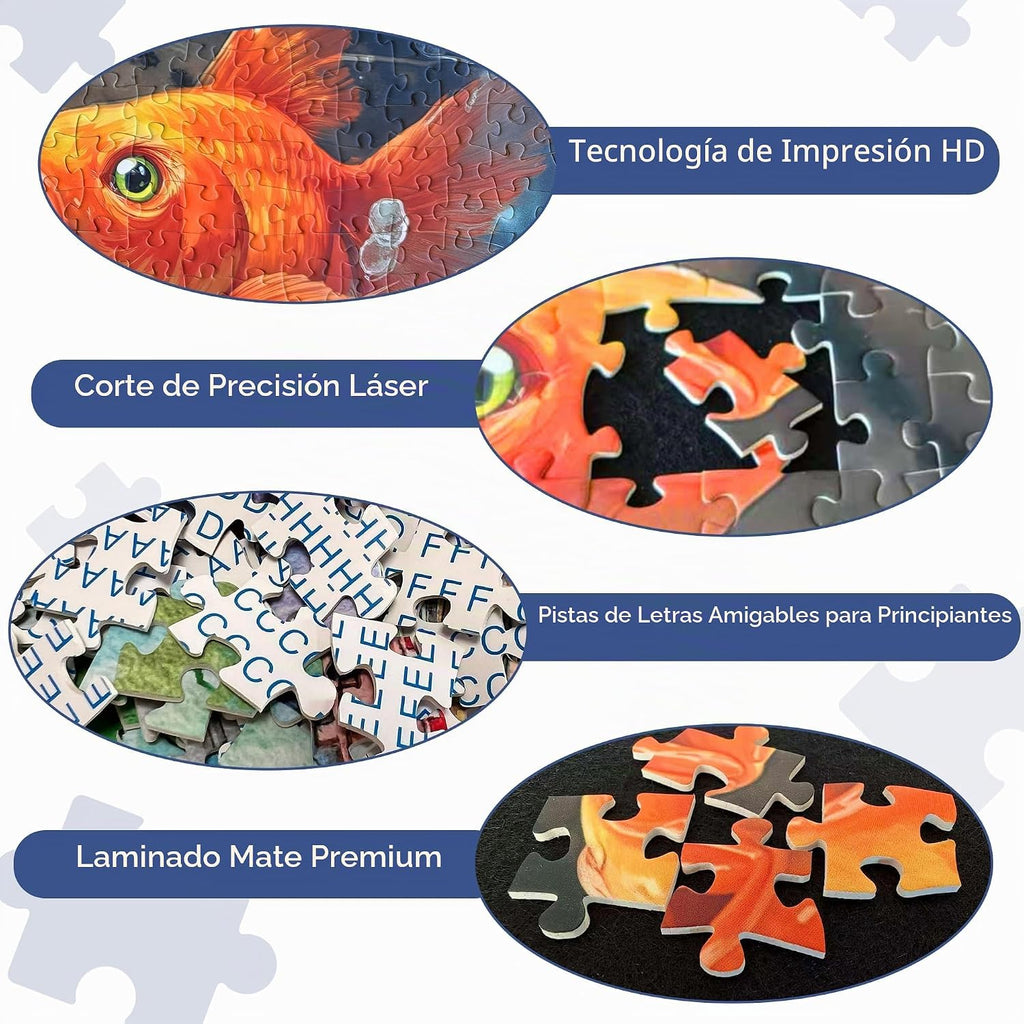 Rompecabezas de 1000 piezas de peces de gato curioso para adultos, desafiante y divertido arte de peces aterrorizados, acabado mate premium, 27.56 x 19.68 pulgadas, perfecto para noches de juego