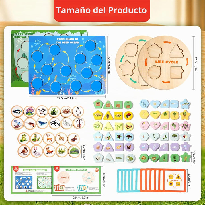 INIFEIDALA Juego de juguetes educativos de madera Montessori para p...