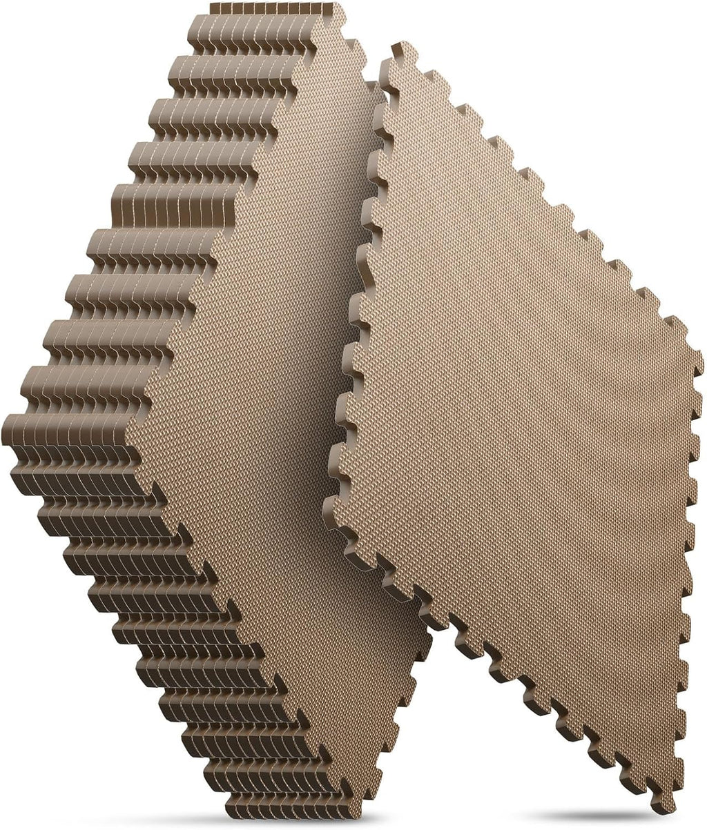 Tapete de espuma EVA, estilo rompecabezas, baldosas conectables, para equipo de entrenamiento en casa y áreas de juego infantil, 24 x 24 x ½ pulgadas (marrón, 12 unidades, 48 pies cúbicos)