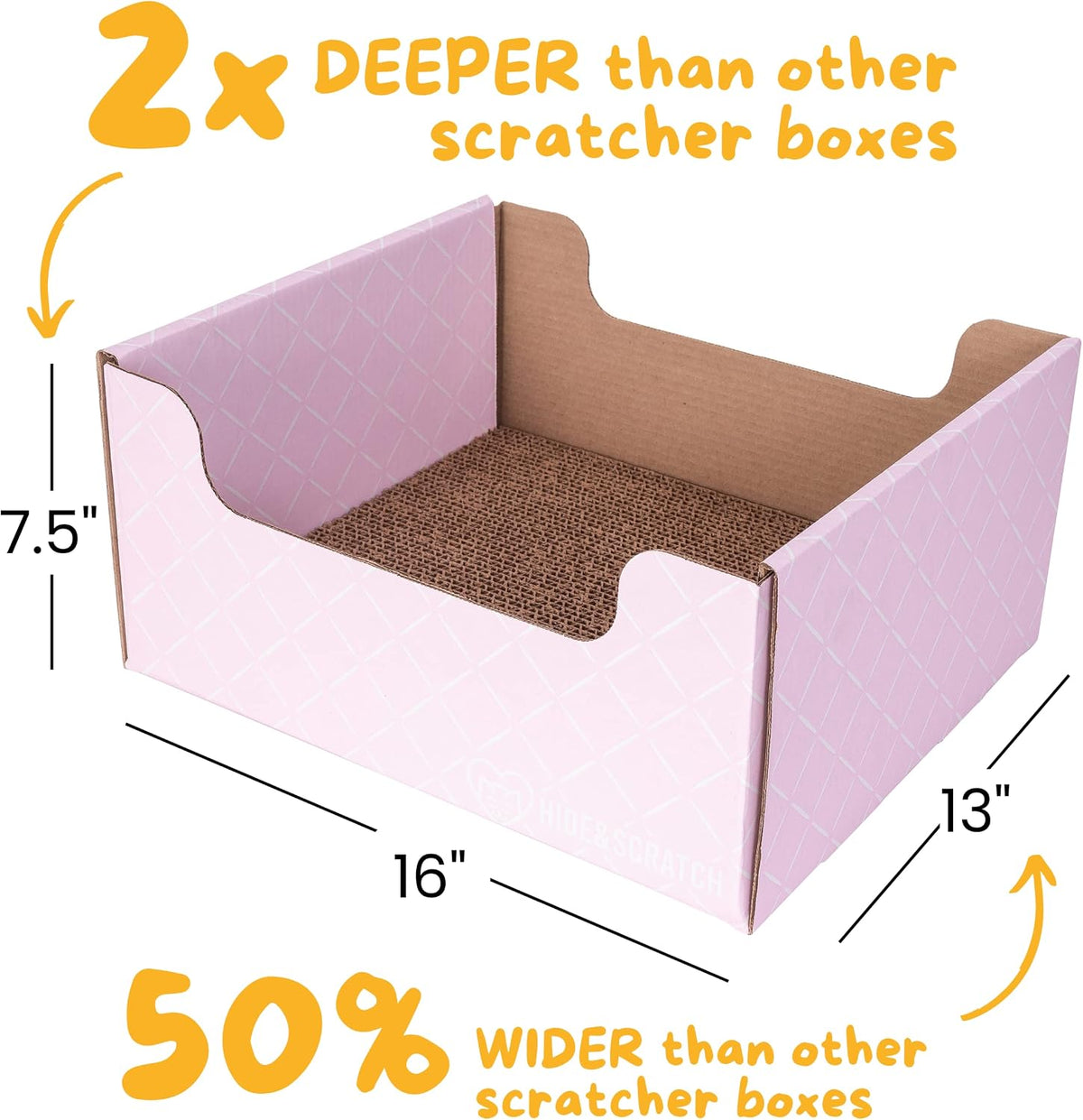 Hide & Scratch Caja rascador para gatos y palitos de vid plateada prémium con polvo de fruta de agalla