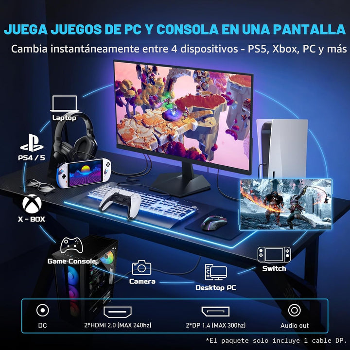 SANSUI Monitor de juegos, 24.5 pulgadas, 300 Hz, 240 Hz, FHD 1080P,...