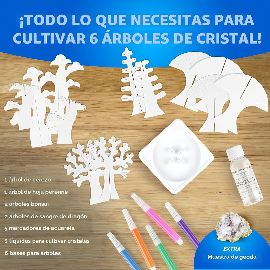 Kits de manualidades National Geographic para niños - Kit de cultivo de cristales, haz crecer 6 árboles de cristales en solo 6 horas, kit de manualidades educativas con suministros de arte, espécimen