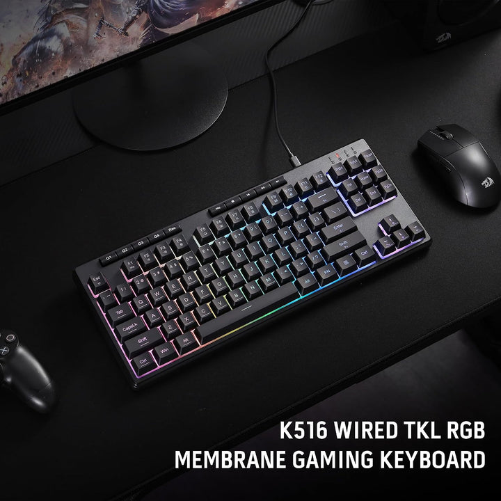 Redragon K516 Shiva TKL Teclado de membrana RGB con cable para jueg...