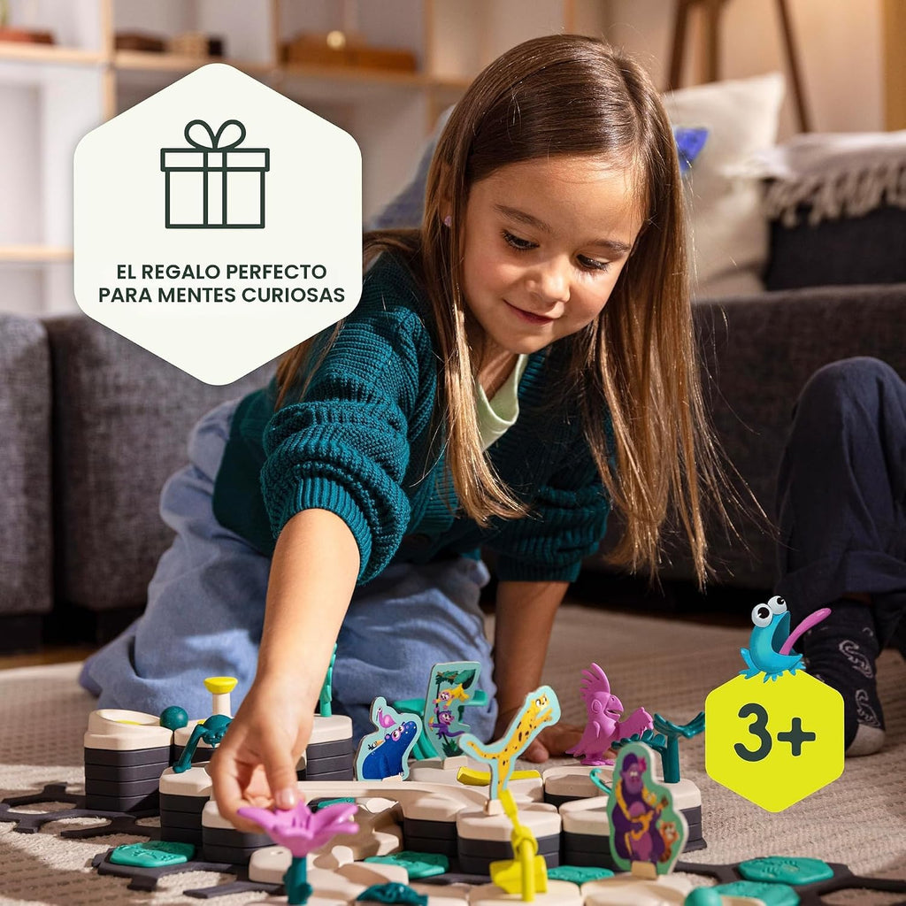 Ravensburger GraviTrax Junior Starter Set - My Jungle - Set de inicio GraviTrax Junior - Juego de carreras de canicas preescolar - Experiencia de construcción divertida - Compatible con STEM, aprendizaje interactivo - Acreditado por malla