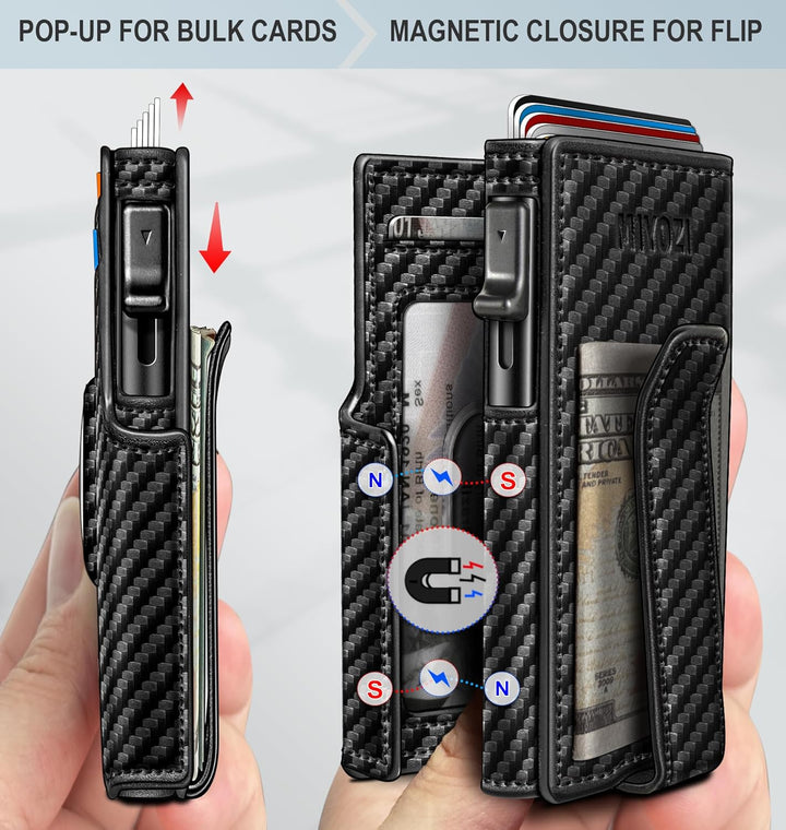 Miyozi - Billetera Airtag para hombre, con clip de dinero, estuche...