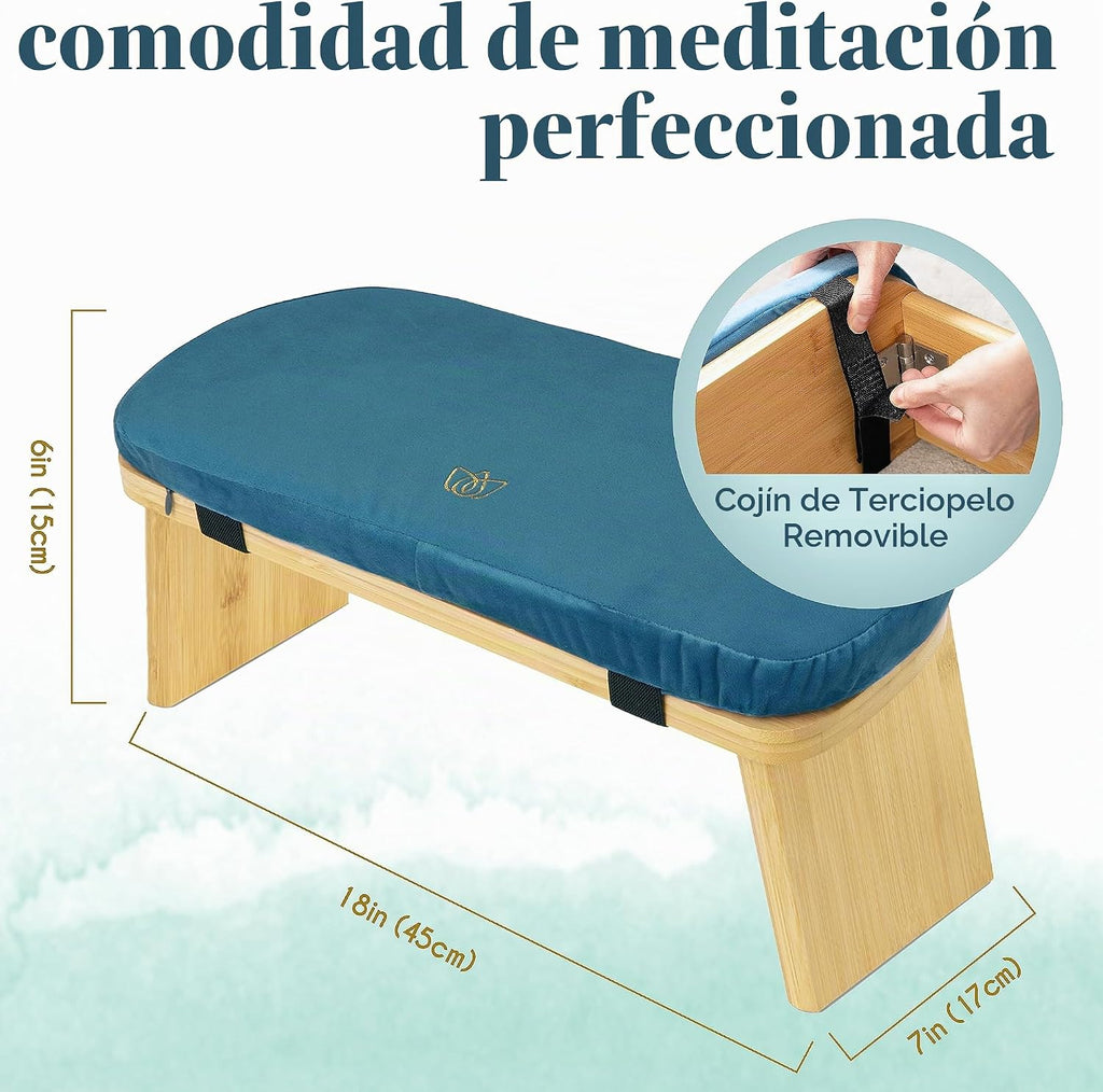 Silla plegable de meditación de bambú 18 x 7 x 6 en banco de